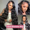 Glueless Wig Human Hair baby hair Body Wave Brazilian 13x4 Lace Front Wig Water Wave Preplucked Hairline Pre Cut No Glue