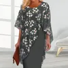 Casual jurken Zachte jurk Elegante bloemenprint Chiffon Midi voor dames Schedestijl met halve mouwen Ronde hals Formeel