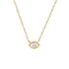 Zircon Oval Round Pendant Halsband med minimalistisk Instagram Fashion Electropated True Gold Color Protection Iovi