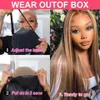 Synthetic Wigs Highlight Glueless Wig Human Hair Ready To Wear And Go Preplucked Straight 13x6 HD Lace Frontal Colored Human Hair Wigs On Sale 240328 240327