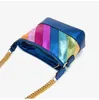 Chic Shoulder Bags KurtG Womens Designer Handbags Bag Contrast Color Spliced Rainbow Chain One Crossbody Tote Bags 240311