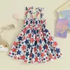 Girl Dresses Toddler 4th Of July Stars Print Summer Spaghetti Strap A-Line Dress