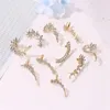 Orecchini posteriori 1 pz fiore farfalla piena donna senza piercing all'orecchio clip polsino con strass in cristallo moda
