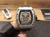 Luxury Mens Mechanical Watch Automatisk manlig skalle mönster silikonarmband av hög kvalitet aaa richa milles schweiziska rörelse armbandsur