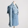 Jaquetas femininas jamerary moda pista outono zíper retalhos denim jeans mulheres blazers casacos azuis
