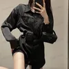 Sashes Blouse for Womens Designers Triangle Letter Shirts Tops Quality Chiffon Women's Blouses Sexy Coat with Waist Bag SML