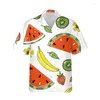 Men's Casual Shirts Watermelon Hawaiian Men Shirt 3D Print Man/Women Fashion Short Sleeves Button Lapel Tops Oversized Unisex Clothes