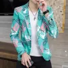 Jackets 2022 New Fashion Print Suit Jacket Men's Slim Fit Casual Blazers Streetwear Social Club Prom Formal Party Suit Coats Hommes