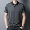 Camiseta masculina no verão de seda gelo curto polo casual camisa de meia manga versátil top para roupas masculinas