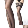 Socks Hosiery Women Y Lingerie Stockings Lace Fashion Summer Female Thigh High Sheer Lolita Lady Pantyhose Knee Drop Delivery Apparel Ote9U