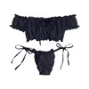 Sets bhas bowknot strappy vrouwen kant sexy lingerie voor een schouder geplooide rekbaar ondergoed perspectief erotische set