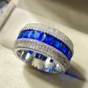 7 couleurs pour les options hommes femmes fête bague de mariage plaqué or blanc 18 carats complet Bling CZ diamant bague bijoux taille 6-10