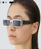 Next to the female personality hollow rectangular orifice narrow side white sunglasses for men and women general words4778710