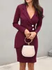 Herfst Winter Mode Midi-jurk 2023 Kantoor Dame Lange Mouwen Slanke Jurken Elegante Bodycon Werk Zakelijk Potlood Effen 240306