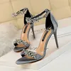 HBP Non-Brand Chaussure Dame Green Rhinestone New Trendy Stiletto High Women Sexy and Elegant Summer Heels