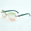 Verres de lunettes de soleil à la mode micro coupés avec diamant moyen 8300817 avec branche en bois vert naturel taille 18-135 mm