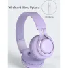 Headphones Wireless&Wired Headset with Microphone Kids Headphones Retractable Protective Children's Hearing Earbud Best Gift OverEar Earph