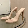 HBP bez marki Ayakabi Pink Nude Kolor Slipper Pencil Stiletto Summer Sexy Women Sandals Wysokie pięta