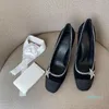 شانيلز أخمص القدمين أحذية مربعة عالية الجودة مضخات النساء راينستون ديكور امرأة أزياء أعقاب جلدية حقيقية