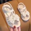 Sandals Girls Sandals 2023 Summer New Middle and Big Childrens Soft Bottom Princess Breathable Childrens Beach Sandals 2-10 Years OldC24318