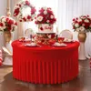 White Polyester Elastic Tablecloth Cover Wedding Banquet Round Spandex Table Skirt Conference Office Tablecloth Party Decoration 240315