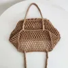 Designer schouder strandtas mode handtas tassen mesh holle geweven boodschappentassen voor zomers stroming tas tas koppelingsporta ping