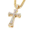 Double couche énorme croix convexe Arc Bling pendentif pour hommes glacé chaîne Zircon Hip Hop Style charme bijoux croix collier 240315