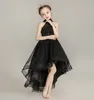 Büyüleyici siyah Halter Tül Hi-Lo Çiçek Kız Elbise Kız Pageant Elbiseleri Parti/Doğum Günü Elbiseler Kız Etek Özel SZ 2-12 D318011