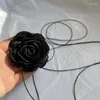 Correntes Colar de Flor Rosa Colar 3D Exagerada Fio-Flor Clavícula Corrente