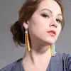 Dangle Earrings Ethnic Long Drop Earringファッションアクリルブルー/ムリットカラータッセル