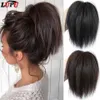 Syntetiska peruker lupu syntetiskt hår bulle rörigt rakt hårband elastiskt chignon krossande wrap updo falska hårstycken för kvinnor hår 240329