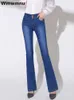 Jeans da donna Pantaloni oversize slim in denim a zampa d'elefante Donna Streetwear Pantaloni a vita alta Pantalones Jeans skinny Casual Pantaloni da cowboy elasticizzati VaquerosC24318