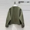 Женские куртки 2024, весенняя мода в стиле сафари, армейская зеленая куртка, женское свободное повседневное пальто с круглым вырезом и длинными рукавами, карманами