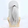 Perucas sintéticas hairjoy prata branco cosplay peruca longa reta traje perucas de cabelo sintético fibra resistente ao calor 240328 240327
