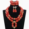 Necklace Earrings Set Luxury 2 Layers African Beads JewelrySets Coral For Bridal Jewelry LC002