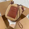 Strand woody väska halm kvinnor mens designer lyx raffia väv koppling handväska crossbody axel shopping väskor topphandtag pochette berömd stor tygväska handväska hobo