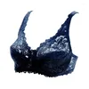 BRAS LACE Sheer BH Ladies de Big Cup Ultra Thin Sexig andningsunderkläder med underwire broderi blommor plus storlek