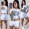 Designer Two Piece Pantalons Femmes Casual Coton T-shirt et Shorts Set Tenues d'été Free Ship