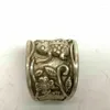 Decorative Figurines Collection Old China Tibet Silver Carving Lovely Frog Statue Ring Decoration