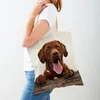 Sacos de compras Labrador Dog Mulheres Shopper Bag Bonito Animal de Estimação Lona Dupla Face Casual Senhora Ombro Viagem Tote Bolsa