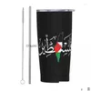 Tumblers Palestinien Arabe Tumbler Vide Insated Palestine Solidarité Drapeau Tasse Thermique Avec Couvercle St Smoothie Tasse De Thé Goutte D'eau Deliv Dh2EF