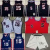 Classique Rétro Authentique Broderie 2006-07 Basketball 15 VinceCarter Jersey 2005 All-Star Bleu Vintage Blanc Rouge 5 JasonKidd Jerseys Respirant Sport De Haute Qualité