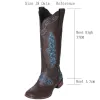 Boots FEMALEAN 2023 Women Brown Round Toe Calf Heels Leather Vintage Western Texana Cowboy Boots Ladies Shoes On Offer Free Shipping