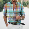 Camicie casual da uomo Camicia a maniche lunghe di design casual da strada Taglia S-5XL Plaid hawaiano a righe per viaggi Estate Allentato Top da uomo oversize