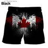 Men's Shorts Summer Leisure Vacation Beach Shorts 3D Printing Canada National Flag Graphic Surf Board Shorts Mens Swimming Trunks Beachwear Y240320