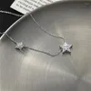 Ciondoli Collana a catena in argento sterling 925 alla moda per regalo di compleanno per signora Ciondolo a doppia stella Gioielli girocollo da donna