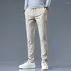 남성용 바지 스트레치 캐주얼 남성 클래식 한 가벼운 슬림 핏 바지 여름 스트레이트 드로 스트링 조깅하는 단단한 카키 수컷