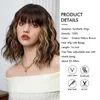 Perruques synthétiques Perruques synthétiques bouclées moyennes Bob Perruque de cheveux brun jaune ombré avec frange pour filles et dames Fibre naturelle Résistant à la chaleur quotidienne 240328 240327