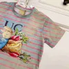 Populaire babyt-shirt gradiënt kleur t-shirt maat 100-150 cm ontwerper kinderkleding schattig konijnenpatroon print meisjes jongens korte mouw T-stukken 24mar