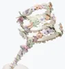 Elegant Brand Rene Caovilla Floral Sandals Shoes Women Flowers Bouquet Strappy Spiral Wraps High Heels Party Wedding Lady Sandalias EU35-43
